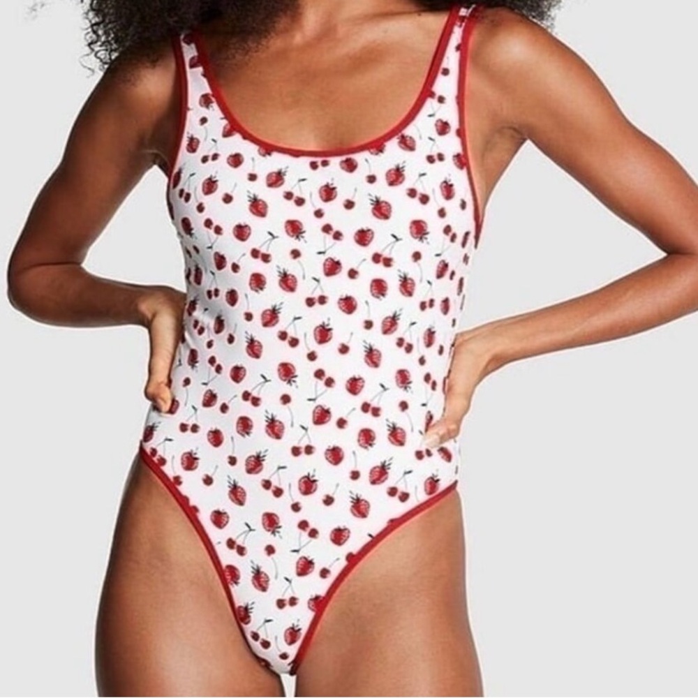 🍒🍓 Victoria’s Secret PINK Swim Frankies Bikinis One Piece Cherry Strawberry XL